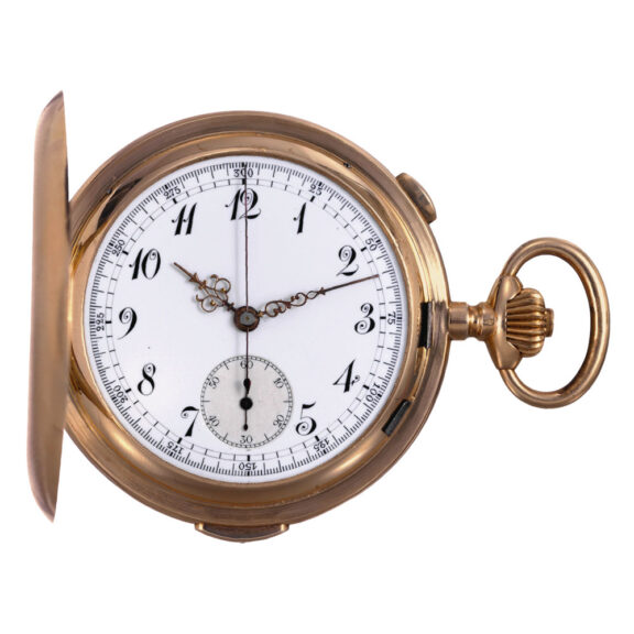 Swiss 18k gold quarter repeating lever chronograph Circa 1890 Swiss 18k gold quarter repeating lever chronograph Circa 1890
