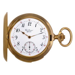 Swiss gold quarter repeating pocket chronometer Circa 1915Swiss gold quarter repeating pocket chronometer Circa 1915