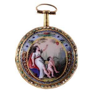 Fine Swiss 18K gold, enamel and pearl-set verge Circa 1780
