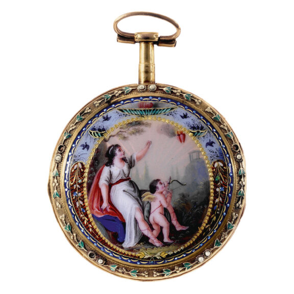 Fine Swiss 18K gold, enamel and pearl-set verge Circa 1780