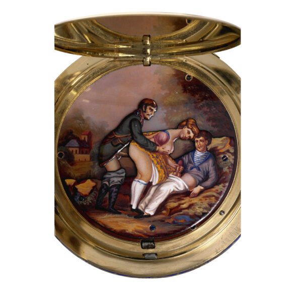 Swiss repeating erotic automaton with Jacquemarts Circa 1910 Swiss repeating erotic automaton with Jacquemarts Circa 1910