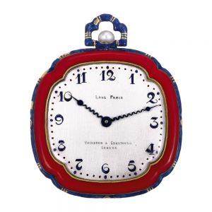 Swiss gold, cloisonné enamel lobed dress watch Circa 1925