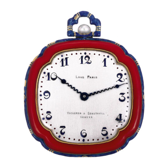 Swiss gold, cloisonné enamel lobed dress watch Circa 1925