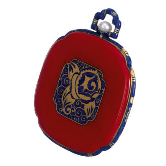 Swiss gold, cloisonné enamel lobed dress watch Circa 1925