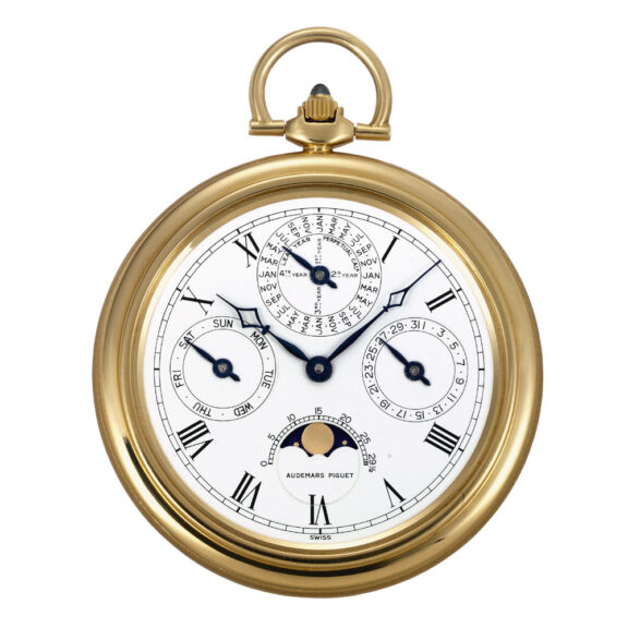 Thin Swiss 18K gold complicated lever dress watch Circa 1985
