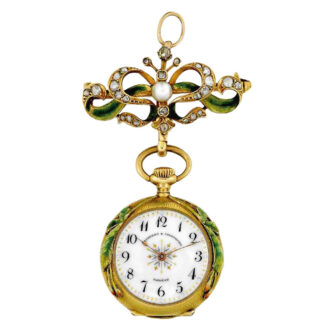 Unusual Swiss Art Nouveau lapel watch with brooch Circa 1910