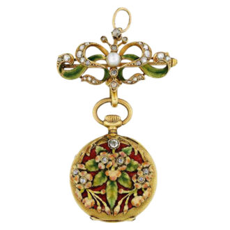 Unusual Swiss Art Nouveau lapel watch with brooch Circa 1910