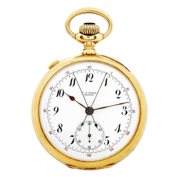 Swiss 14k gold lever split-seconds chronograph Circa 1900