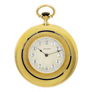 Ultra-thin American gold and blue enamel watch circa 1940