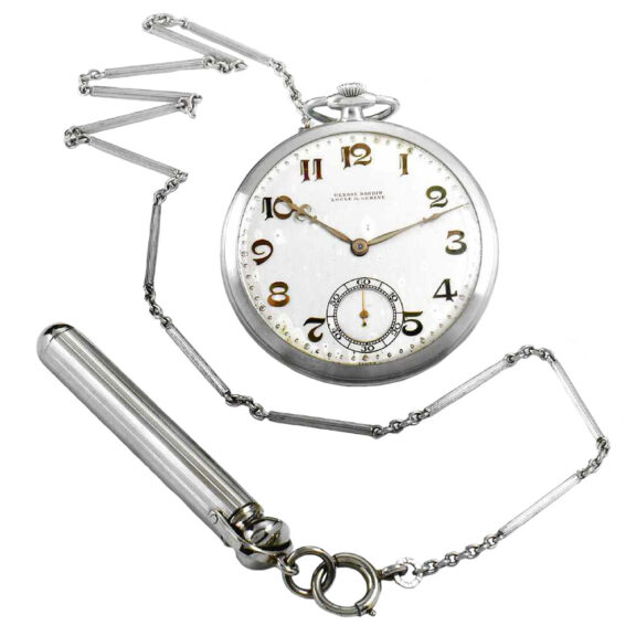 Swiss platinum dress watch with matching chain Circa 1925