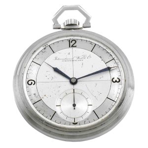 Swiss staybrite steel lever with two-tone sector dial Circa 1940