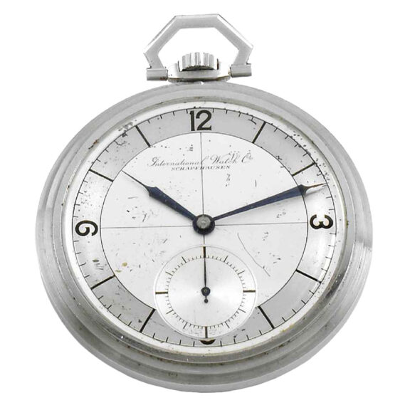 Swiss staybrite steel lever with two-tone sector dial Circa 1940