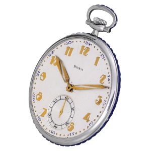 Thin Swiss platinum and sapphire-set lever watch Circa 1925