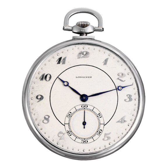 Thin Swiss 18k white gold open-faced dress watch Circa 1925