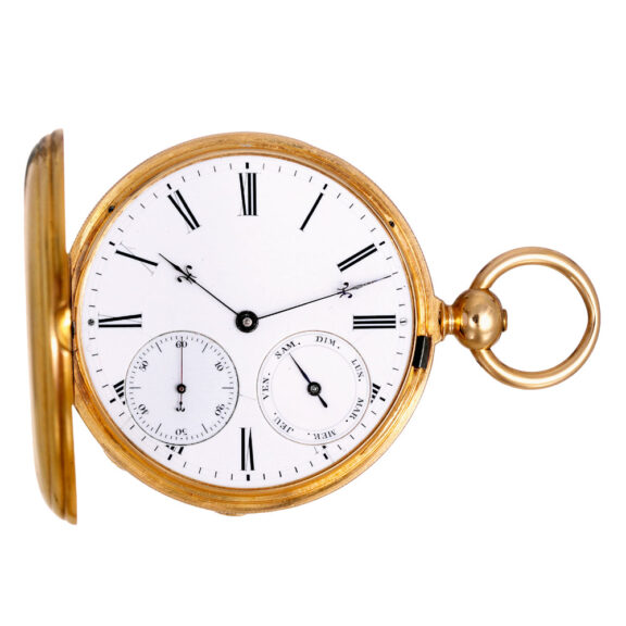 Swiss 8 day going twin barrel lever with calendar Circa 1850