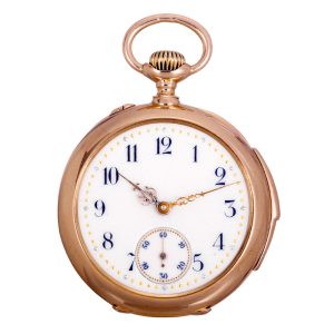 Swiss 18k rose gold repeating lever pendant watch Circa 1890