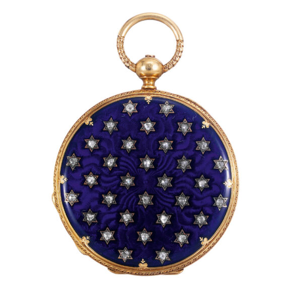 Swiss gold, enamel and diamond-set cylinder watch Circa 1852 Swiss gold, enamel and diamond-set cylinder watch Circa 1852