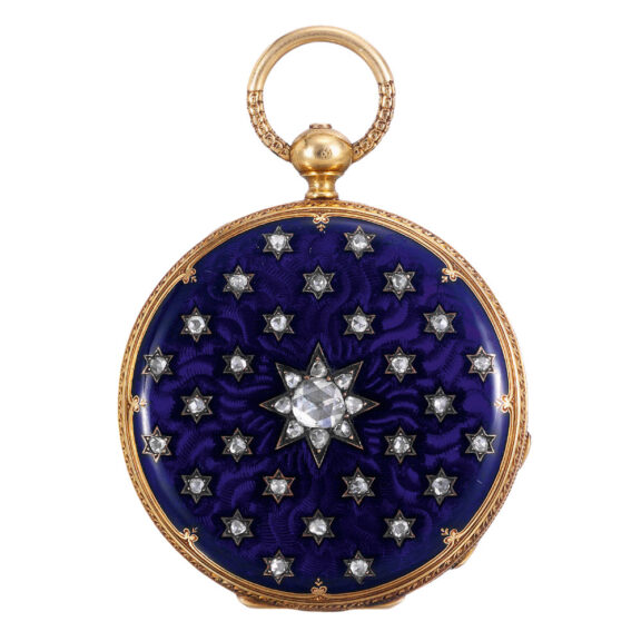 Swiss gold, enamel and diamond-set cylinder watch Circa 1852
