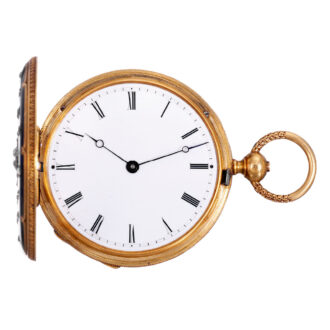 Swiss gold, enamel and diamond-set cylinder watch Circa 1852