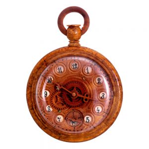 Russian pocket watch made of birchwood and bone Circa 1865