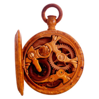 Russian pocket watch made of birchwood and bone Circa 1865