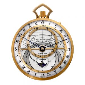 Rare Swiss gold double-sided astronomical lever Circa 1983