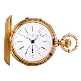 Swiss 18k gold and champlevé lever chronograph Circa 1880