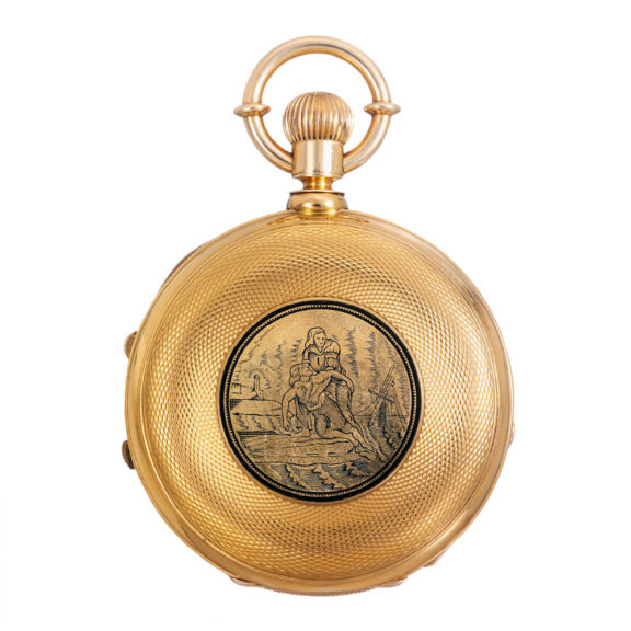 Swiss 18k gold and champlevé lever chronograph Circa 1880 Swiss 18k gold and champlevé lever chronograph Circa 1880