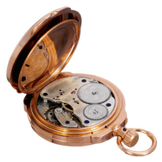 Unique German 18k rose gold half open-faced lever Circa 1880