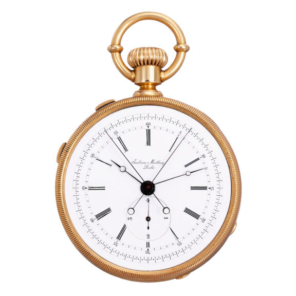 Swiss gold split center seconds lever with diablotine Circa 1875