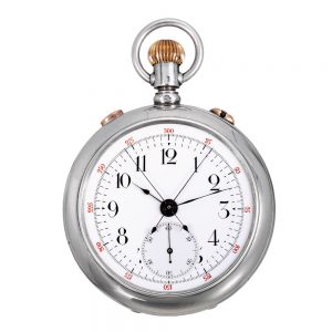 Rare French silver split-seconds lever chronograph Circa 1910