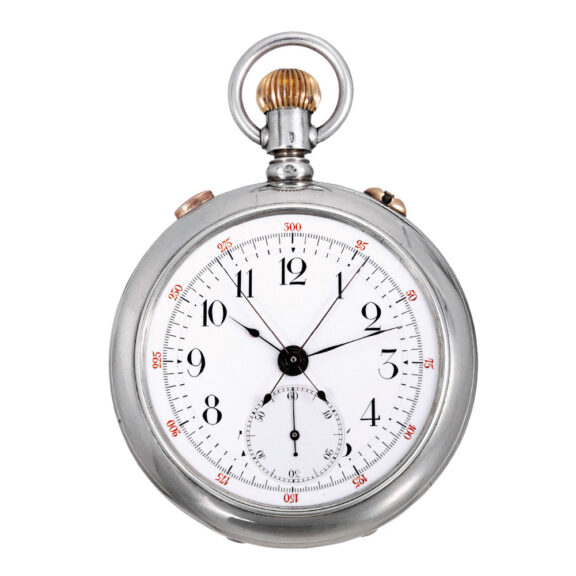 Rare French silver split-seconds lever chronograph Circa 1910