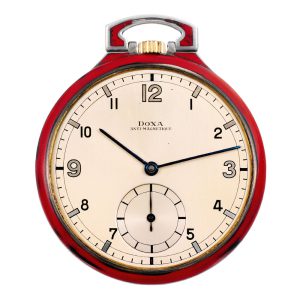 Swiss silver and red enamel Art Deco dress watch Circa 1935