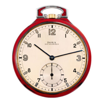 Swiss silver and red enamel Art Deco dress watch Circa 1935