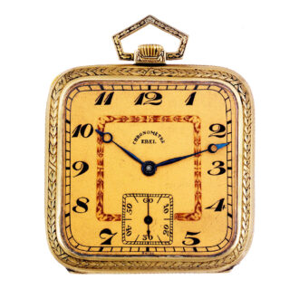 Square Swiss gold and champlevé enamel lever Circa 1925