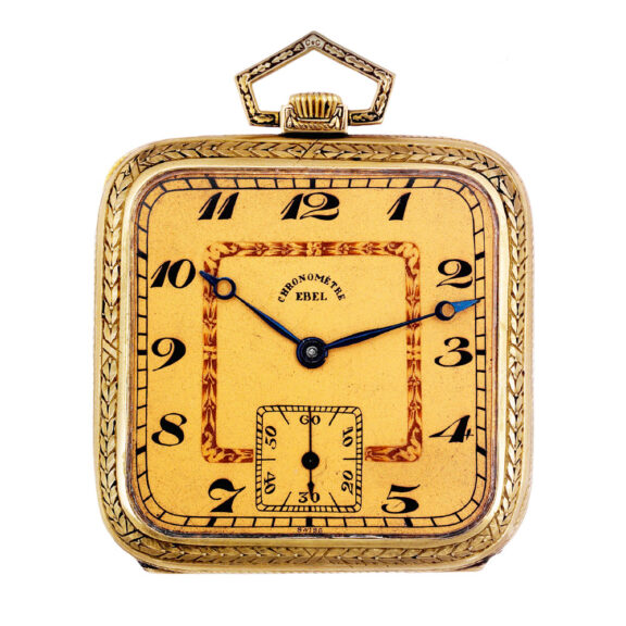 Square Swiss gold and champlevé enamel lever Circa 1925