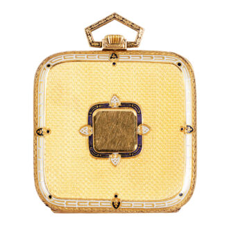 Square Swiss gold and champlevé enamel lever Circa 1925