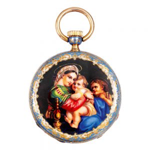 Extremely rare Swiss gold and enamel cylinder Circa 1850