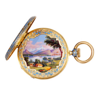 Extremely rare Swiss gold and enamel cylinder Circa 1850