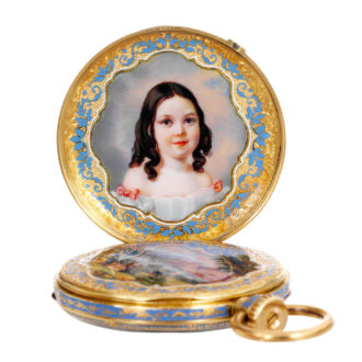 Extremely rare Swiss gold and enamel cylinder Circa 1850