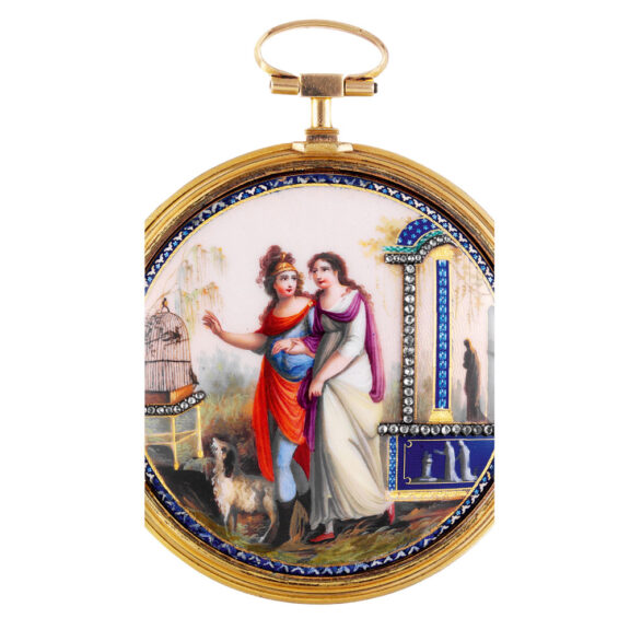 Swiss gold, enamel and diamond-set verge watch Circa 1780 Swiss gold, enamel and diamond-set verge watch Circa 1780
