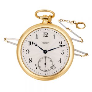 French 18 Carat gold and enamel dress watch with chain Circa 1915