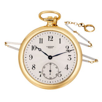 French 18 Carat gold and enamel dress watch with chain Circa 1915