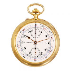 Swiss 18K gold chronograph with tachometer scale Circa 1918