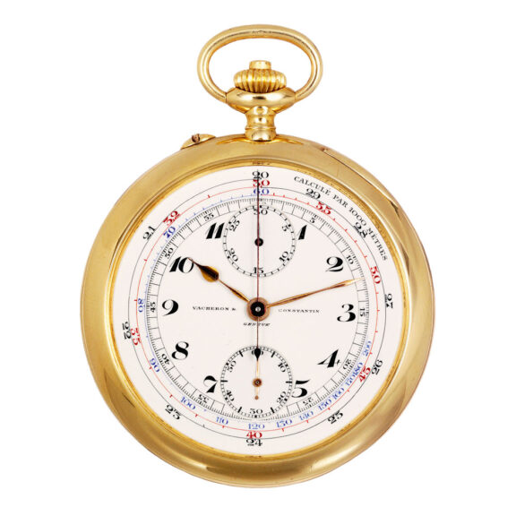 Swiss 18K gold chronograph with tachometer scale Circa 1918