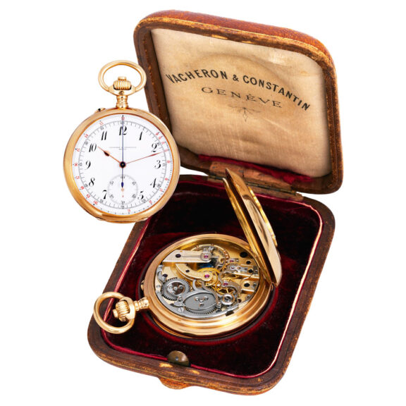 Swiss rose gold chronograph with telemeter scale Circa 1905 Swiss rose gold chronograph with telemeter scale Circa 1905