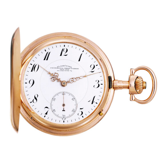 German 14K rose gold hunting cased keyless watch circa 1910