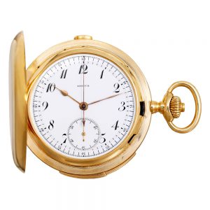 Swiss gold minute repeating lever chronograph Circa 1915