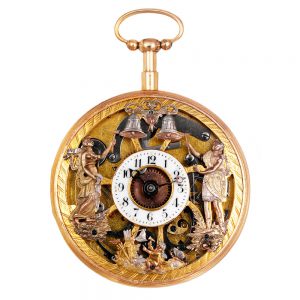 Swiss quarter repeating verge with Jacquemarts Circa 1820