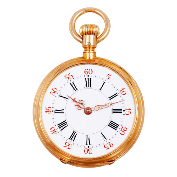 Swiss 18K rose gold keyless lever pendant watch Circa 1880